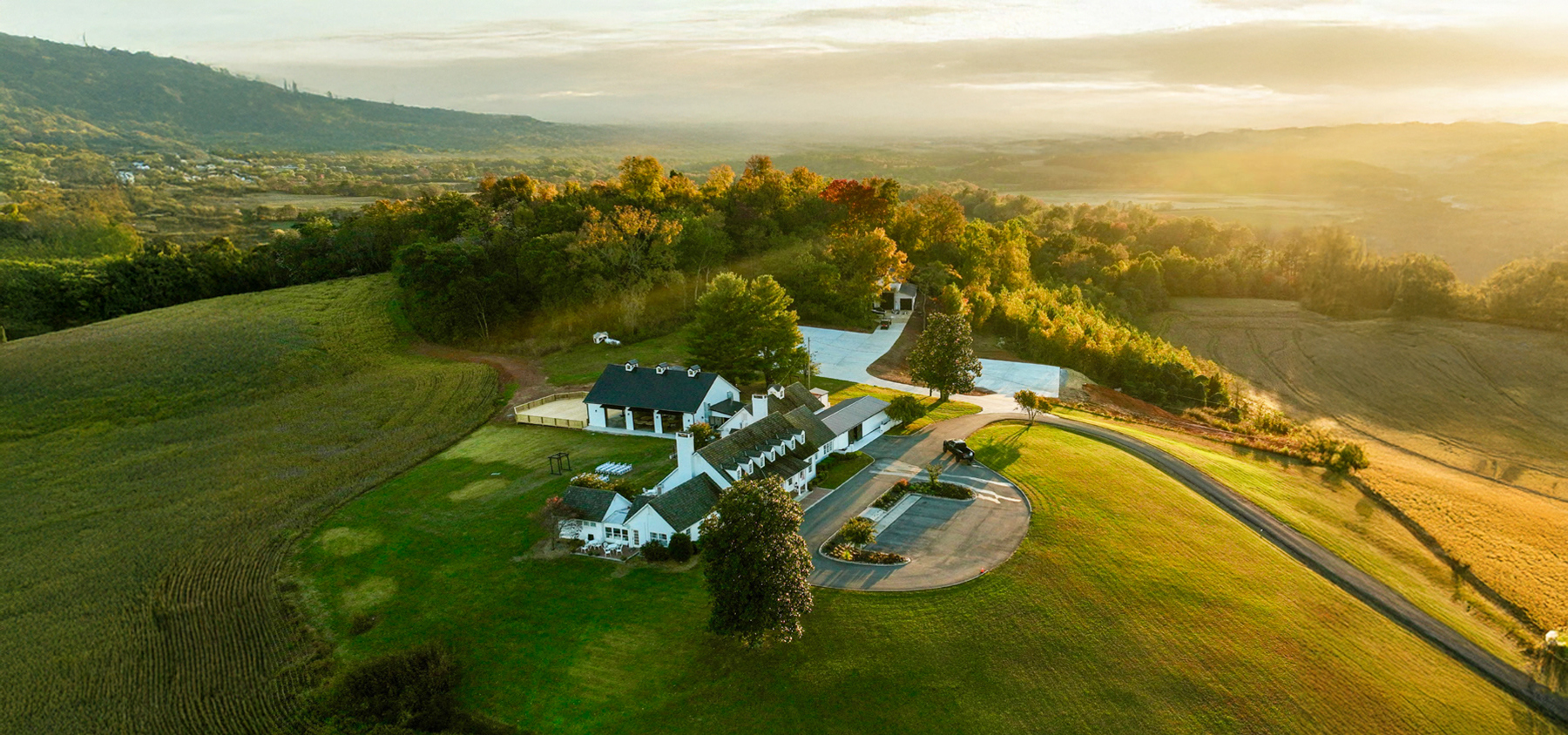 Golden hour across the property