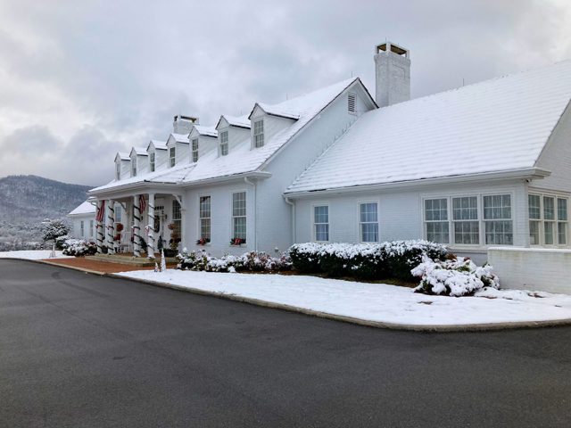 The house under snow, garlands still up
