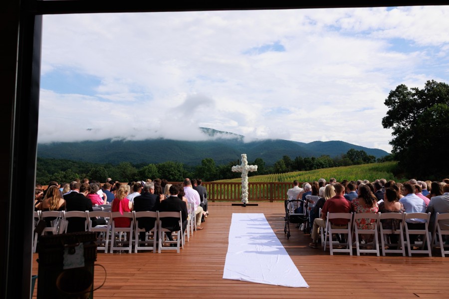 A ceremony on the covered terrace