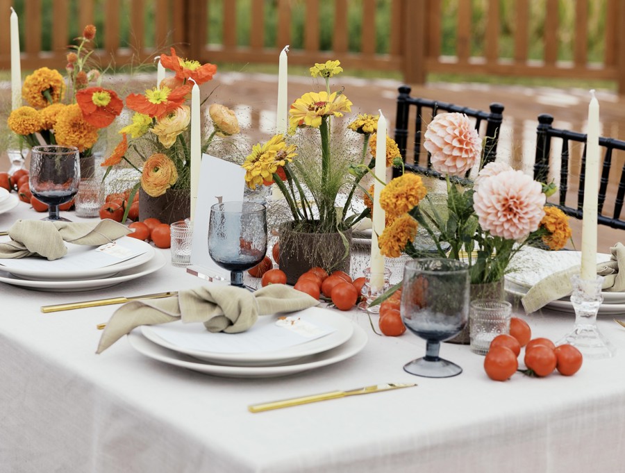 A place setting and candlelight
